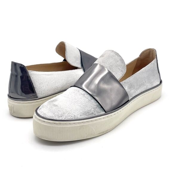 Stuart Weitzman Boyband Argento Velvet Platform Sneaker Silver Platinum Size 8 - Picture 16 of 16